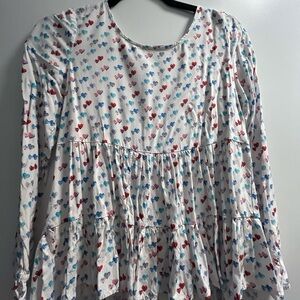 Colorful Heart Patterned Blouse